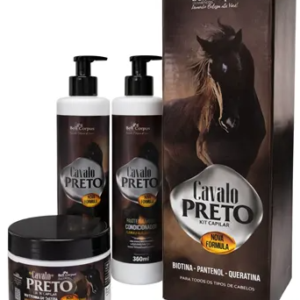 KIT 3 ITENS CAVALO PRETO BELL CORPUS