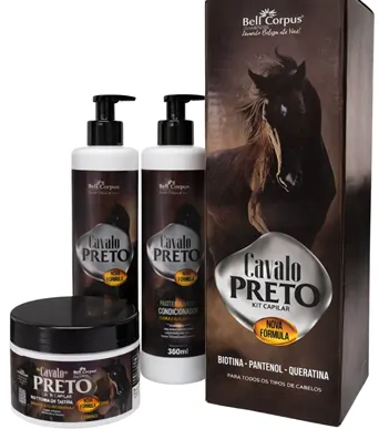 KIT 3 ITENS CAVALO PRETO BELL CORPUS