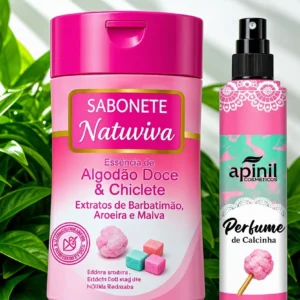 KIT ÍNTIMO FEMININO COM SABONETE ALGODÃO DOCE & CHICLETE E PERFUME SENSUAL ALGODÃO DOCE - APINIL